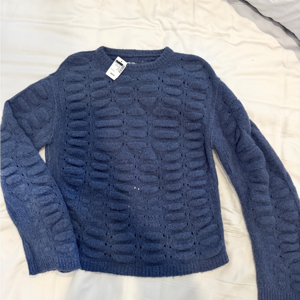 BNWT Rick Owens Blue Crewneck Alpaca Knit Sweater from FW2020 Collection. Size M